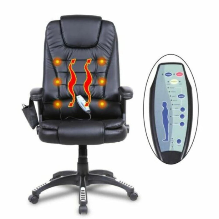 Office Massage Chair Premium Executive Computer Chair Ergonomic Heated 6 Point Vibrating Swivel 2 Colors[US-Depot]