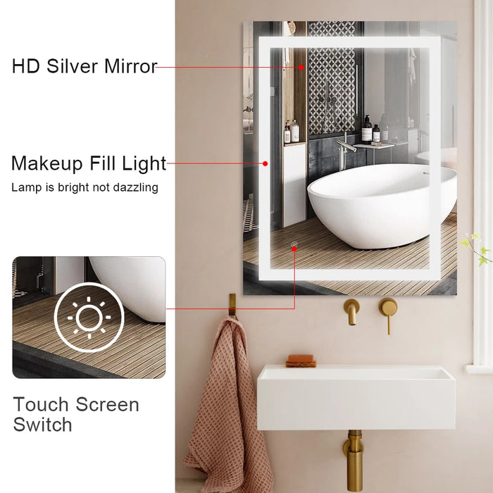 Smart LED Bathroom Mirror Single Key Mode Rectangular Vertical Version Environmental Protection High-Definition Silver Mirror