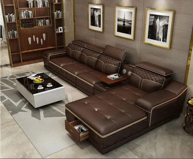 Living Room Sofa set furniture real genuine leather sofas recliner salon couch puff asiento muebles de sala canape L sofa cama