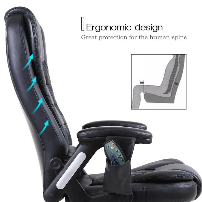 Office Massage Chair Premium Executive Computer Chair Ergonomic Heated 6 Point Vibrating Swivel 2 Colors[US-Depot]