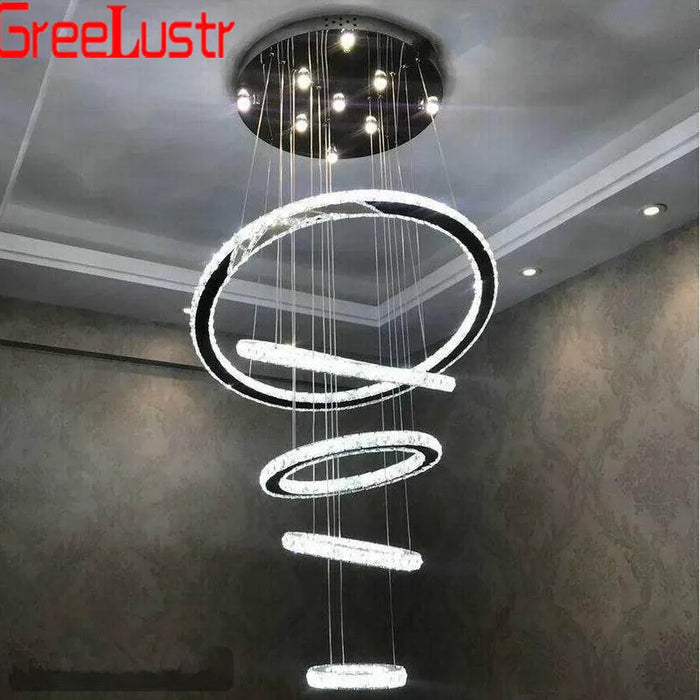 Luxury Diamond 3/5 Rings Circle k9 Crystal Led Chandelier Lighting Fixtures Lamparas Modernas Hanging Lamp Luminaria Lustres