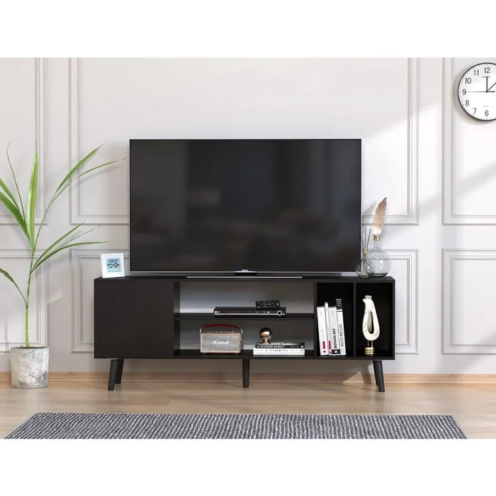 Media Entertainment Center With Storage for Living Room Bedroom Tv Stand Living Room Furniture Wood TV Cabinet Oak Black Table