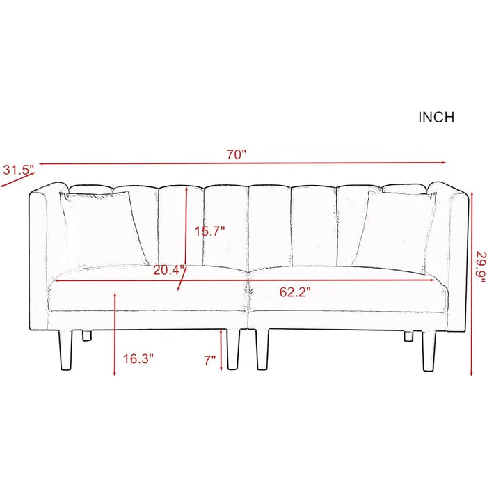 YUNLife Love Seats,  Sofa Set Living Room Furniture Velvet Navy 2 Seaters 70" W