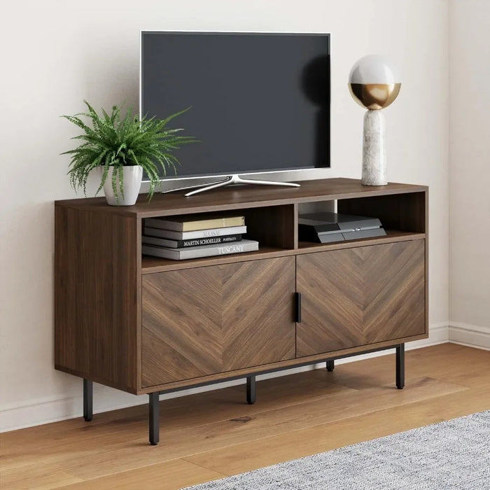 Dining Room or Entryway Furniture Izsak Wood Media Console Tv Stand Living Room Furniture Walnut Brown/Black Cabinet Table Home