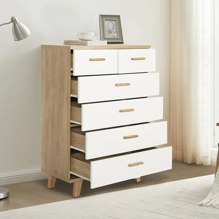 Wood Dresser for Bedroom，Nightstand Bedroom Furniture, Wood Handle Table Leg, Chest of Drawers