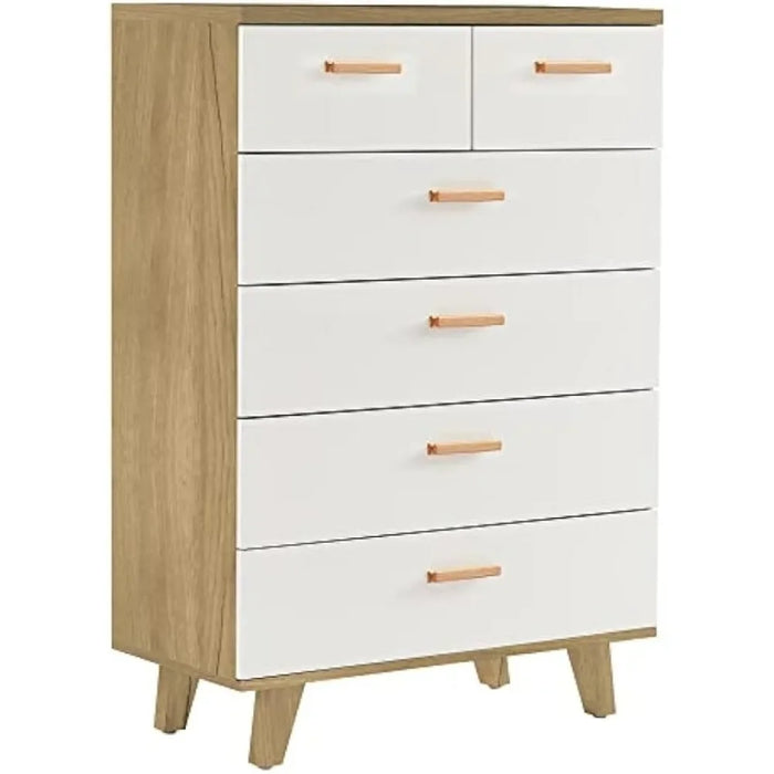 Wood Dresser for Bedroom，Nightstand Bedroom Furniture, Wood Handle Table Leg, Chest of Drawers