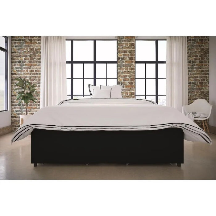 River Street Designs Maven Platform Bed With Storage, Queen, Black Faux Leather bedroom furniture