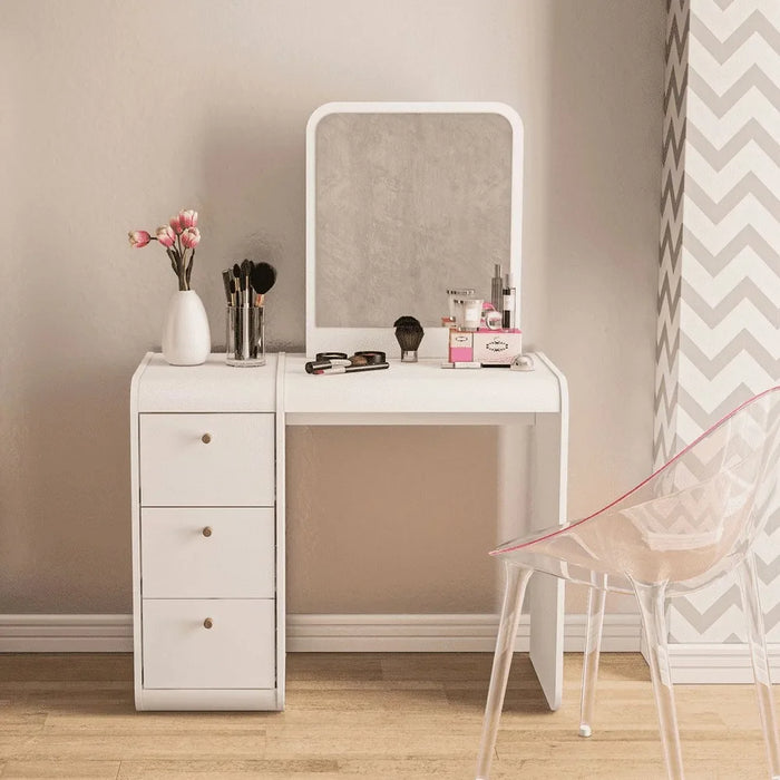 Abby Modern White Painted Vanity Table, for Bedroom, Bedroom Furniture,53.15” H X 37.20” W X 17.56” D