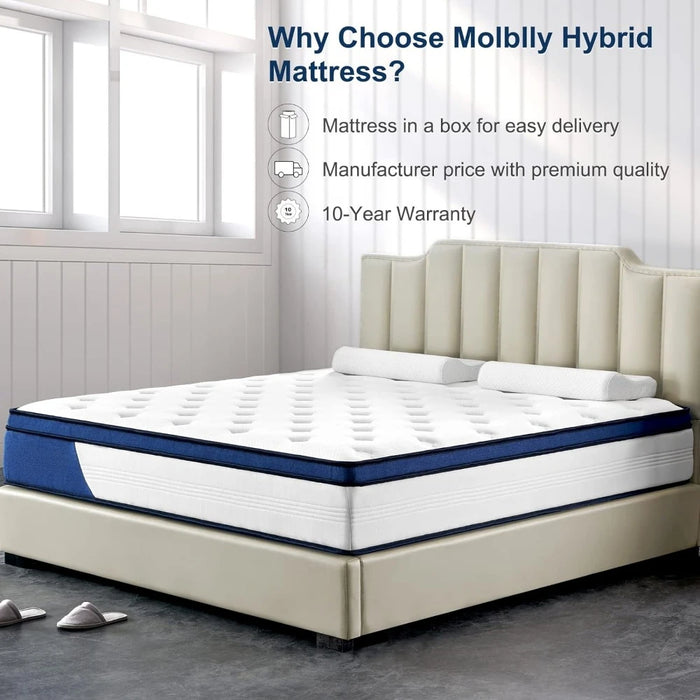 Short Queen Mattress,Mattress in a Box, Pocket Coils Mattress, Pressure Relief, Back Pain Relief, Cool Queen Size Bed Mattress