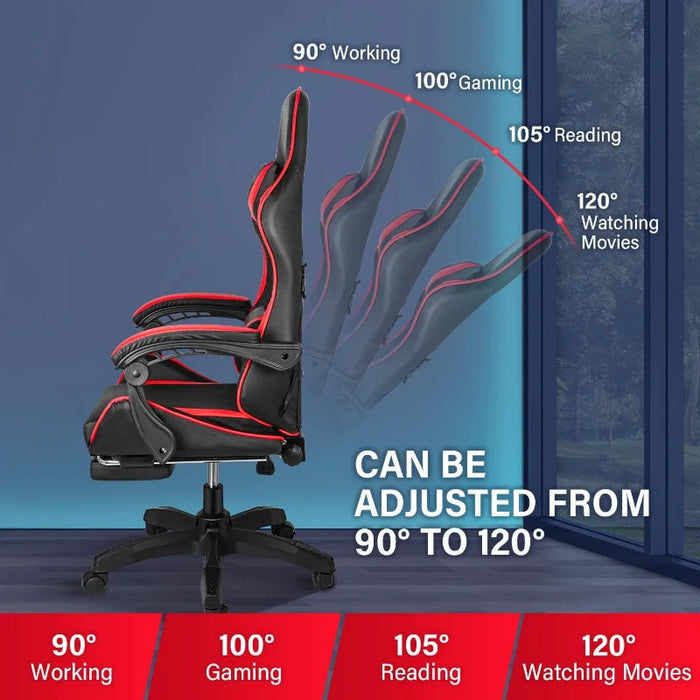 Gaming Chair, Backrest and Seat Height Adjustable Swivel Recliner Racing Office Computer Ergonomic Video Game , Red/Black