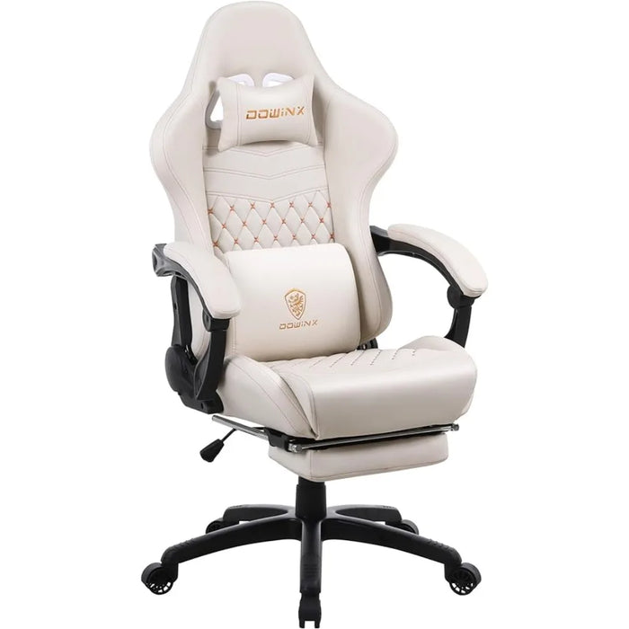 Dowinx Gaming Chair Office Desk Chair with Massage Lumbar Support, Vintage Style Armchair PU Leather E-Sports Gamer