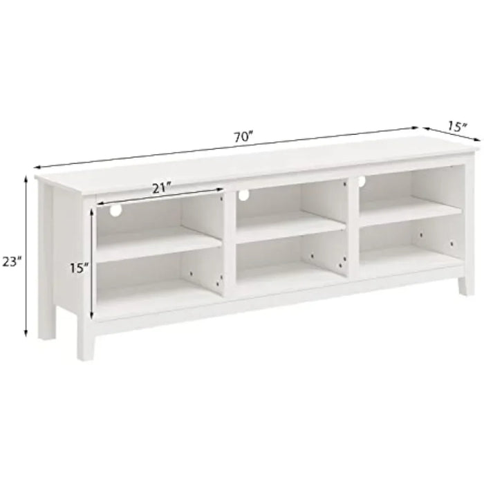 TV Stand 6 Cubby Television Stands Cabinet 6 Open Media Storagefor TVs Up to 80 Inches (70 Inches White) Home Furniture for Tv