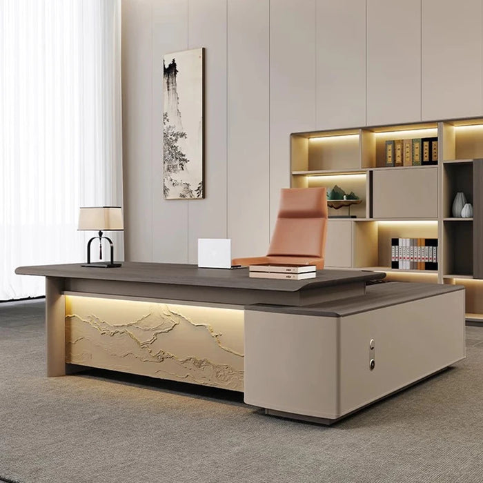 New Design L Shaped Executive Boss Office Desk Reception Corner Computer Desks Filing Cabinets Mesa Escritorio Home Furniture