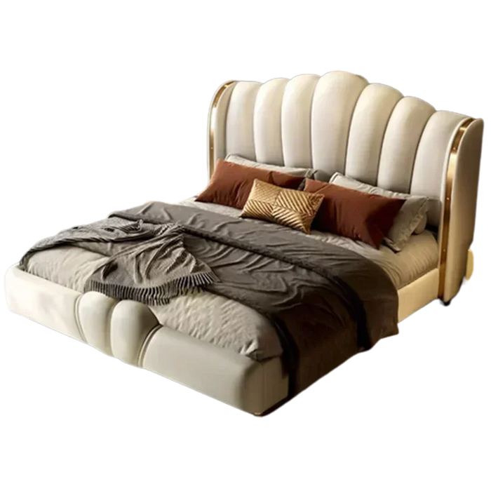 Nordic modular Aesthetic Bed King Size Cheap Cute Modern Queen double Bed White Faux Leather Camas Matrimonial Bedroom Furniture