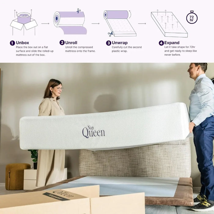 NapQueen 12 Inch Queen Size Mattress Bamboo Charcoal Memory Foam Mattress Bed in A Box  Bedroom Furniture Mattress