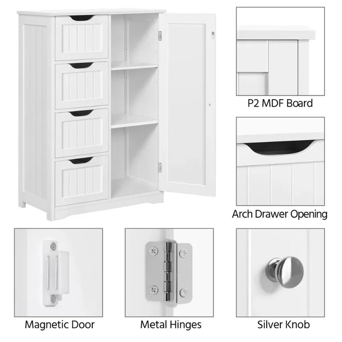 Wooden Bathroom Floor Cabinet Freestanding Storage Organizer White Storage Cabinet  Bathroom Furniture