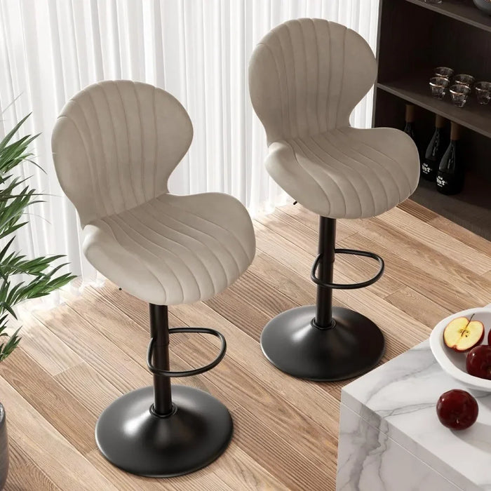 Kitchen Stool Dining Room Beige Chairs and Bar Stools for Kitchen Island Barstools Counter Height With High Backrest Chair Set 2