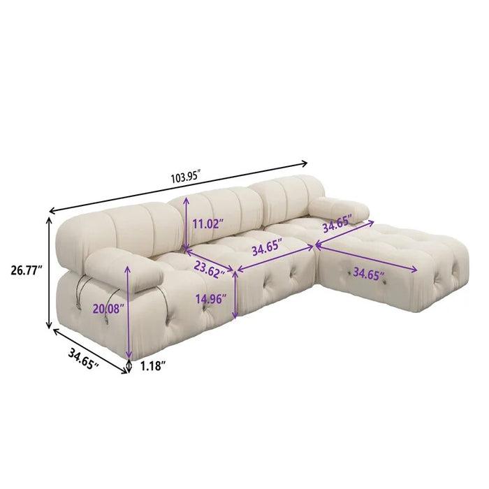 ATUNUS Modular Sectional Sofas White Comfortable Accent Sofa Living Room Furniture Customize Fabric Sofa set With Chaise