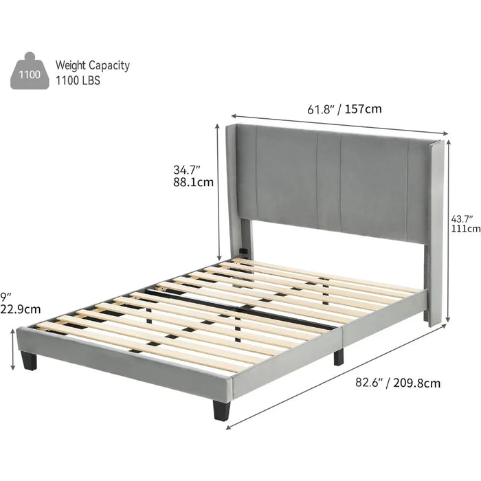 YITAHOME Upholstered Wingback Platform Bed with Headboard, Bed Frame with Wood Slat, No Box Spring Needed