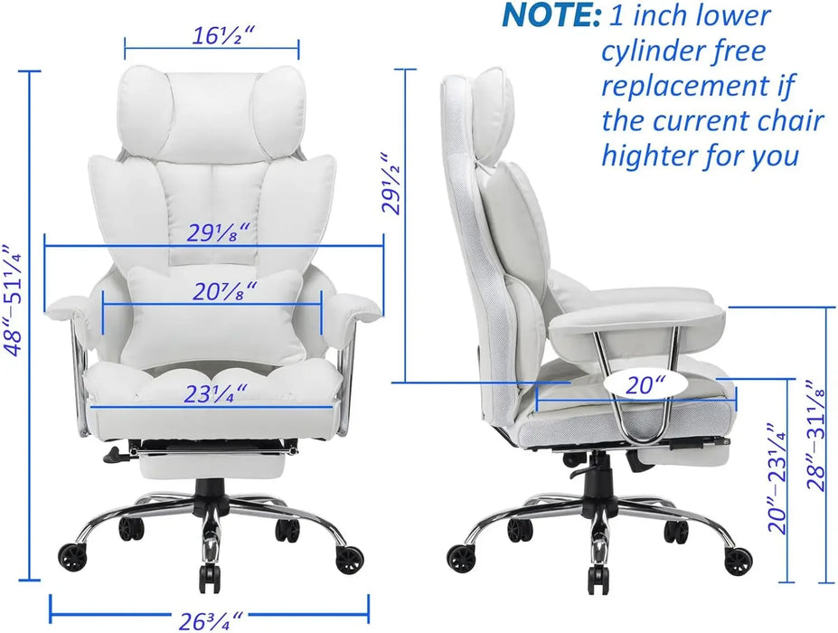 Efomao Ergonomic Office Chair, Big and Tall High Back PU Leather Wide Computer Office Chair Executive Office Chair Lumbar