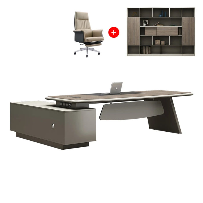 Light Luxury Boss Desk Minimalist Modern Manager Desk President Office Furniture Single Person Office Desk And Chair Combination