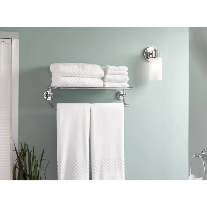 24-Inch Wide Bathroom Hotel-Style -Towel Shelf With -Towel Bar Chrome Freight Free Accessories Holder Hardware Home