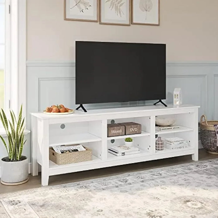 TV Stand 6 Cubby Television Stands Cabinet 6 Open Media Storagefor TVs Up to 80 Inches (70 Inches White) Home Furniture for Tv