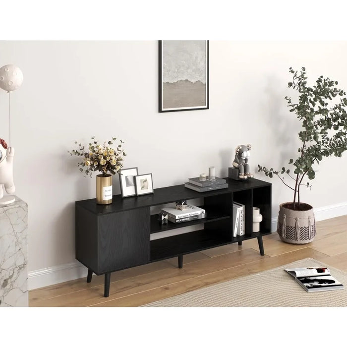 Media Entertainment Center With Storage for Living Room Bedroom Tv Stand Living Room Furniture Wood TV Cabinet Oak Black Table