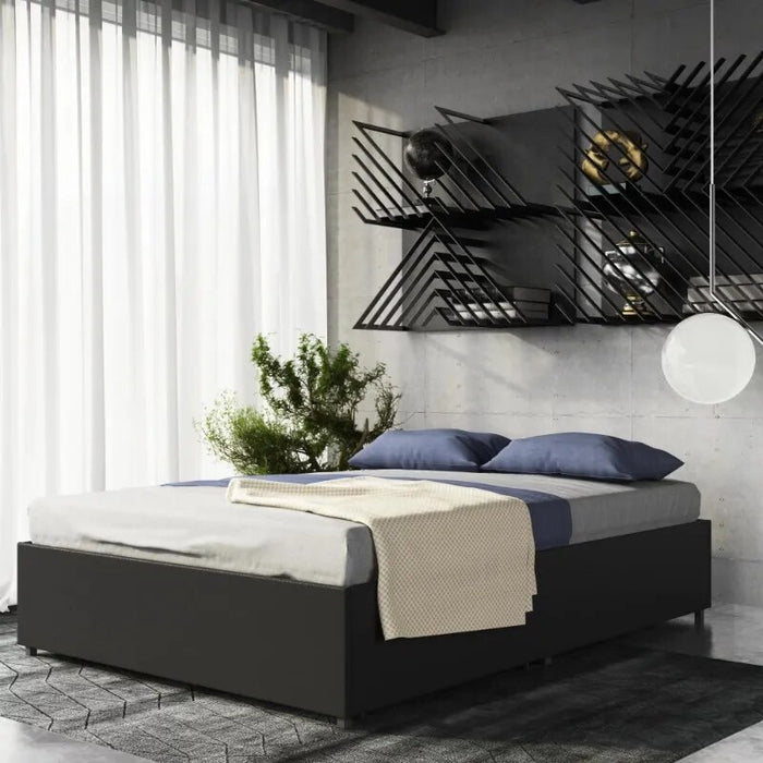 River Street Designs Maven Platform Bed With Storage, Queen, Black Faux Leather bedroom furniture