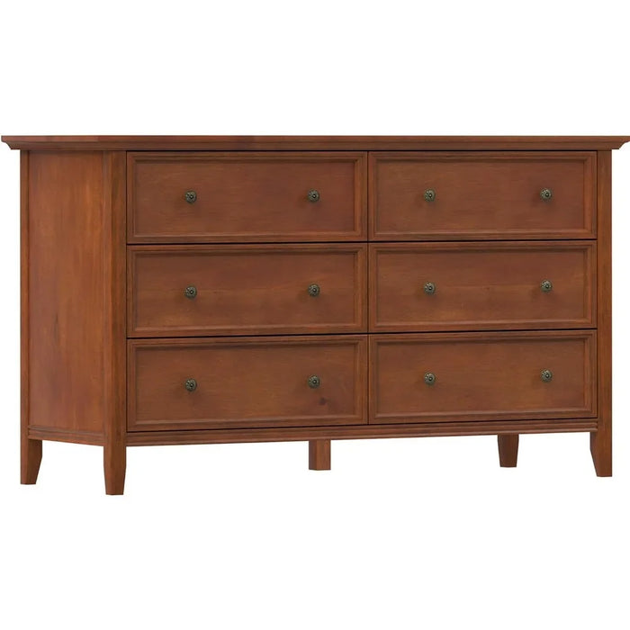 Dresser, 6 Drawer Wood Dresser, Solid Wood Chest of Drawers, Bedroom 6 Drawer Storage, Dresser