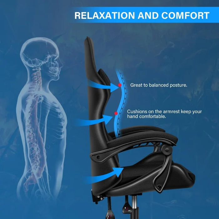 White Gaming Chair with Footrest, Big and Tall Gamer Chair, Racing Style Adjustable Swivel Office Chair, ErgonomicGame Chairs