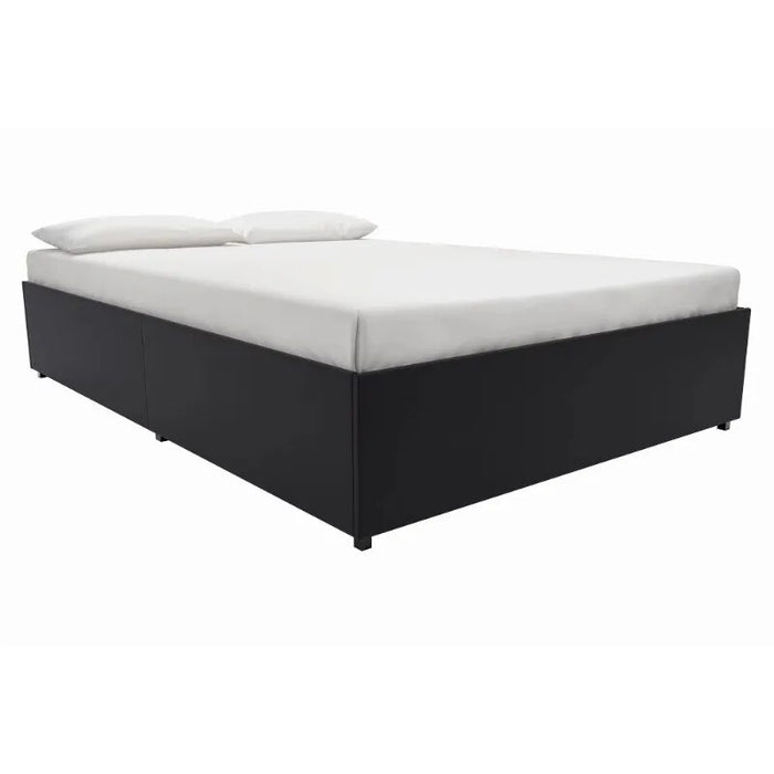 River Street Designs Maven Platform Bed With Storage, Queen, Black Faux Leather bedroom furniture