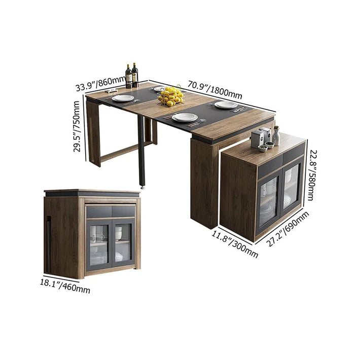 Modern Extendable Dining Table Rectangle Sideboard With Storage