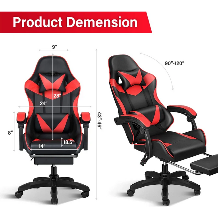 Gaming Chair, Backrest and Seat Height Adjustable Swivel Recliner Racing Office Computer Ergonomic Video Game , Red/Black