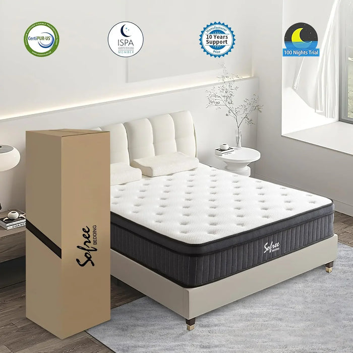 Full Size Mattress, 10 Inch Memory Foam Mattress Queen Size  Innerspring Hybrid Mattress in a Box with Motion Isolation