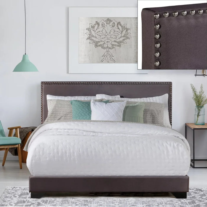 Willow Nailhead Trim Upholstered Full Bed, Charcoal bedroom set  bedroom furniture  furniture  beds