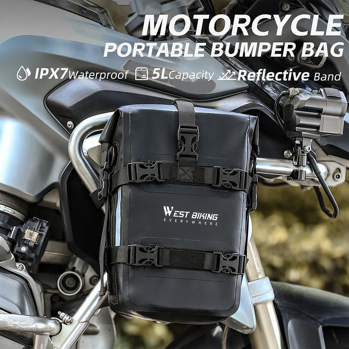 WEST BIKING Multifunctional Motorcycle Travel Bag Large Capacity Frame Crash Bars Luggage Bag Reflective Motorcycle Accessories