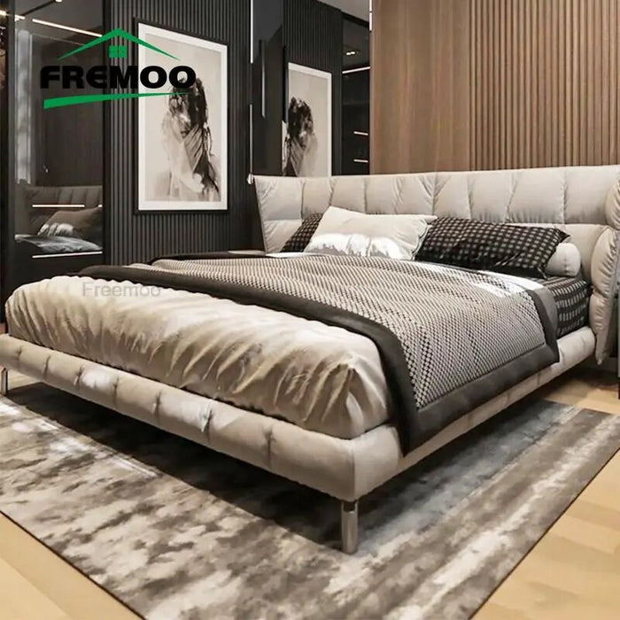 Leather Italian Double Bed Master Bedroom Fashionable Comfortable Bed Sets for Bedroom Modern Minimalist Home Furniture