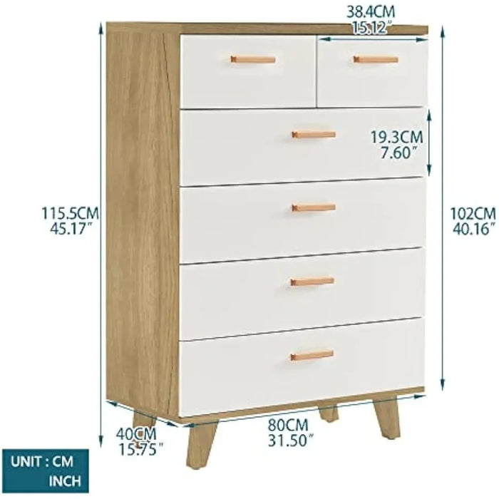 Wood Dresser for Bedroom，Nightstand Bedroom Furniture, Wood Handle Table Leg, Chest of Drawers