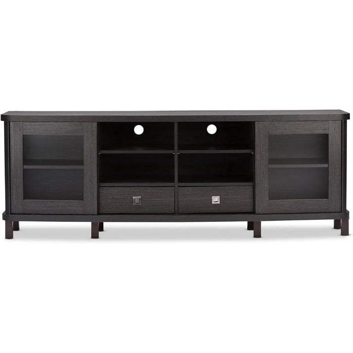 70-inch Taupe Wood TV Cabinet With 2 Sliding Doors and 2 Drawers Furniture for Modern Television Stands Stand Living Room Home