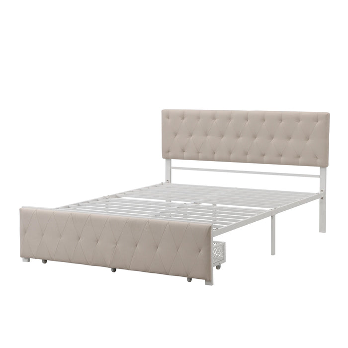 Storage Bed Metal Platform Bed with a Big Drawer