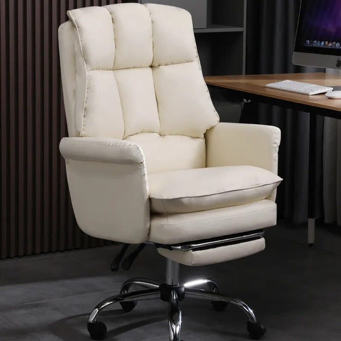 Double-layer thick cushion office chair boss chair can lie down swivel lift lunch break computer chair With footrest PU leather