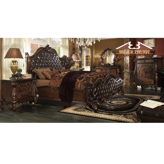 Longhao Furniture Hot selling Antique Wood Bedroom Set, European Style Carved Bedroom Furniture