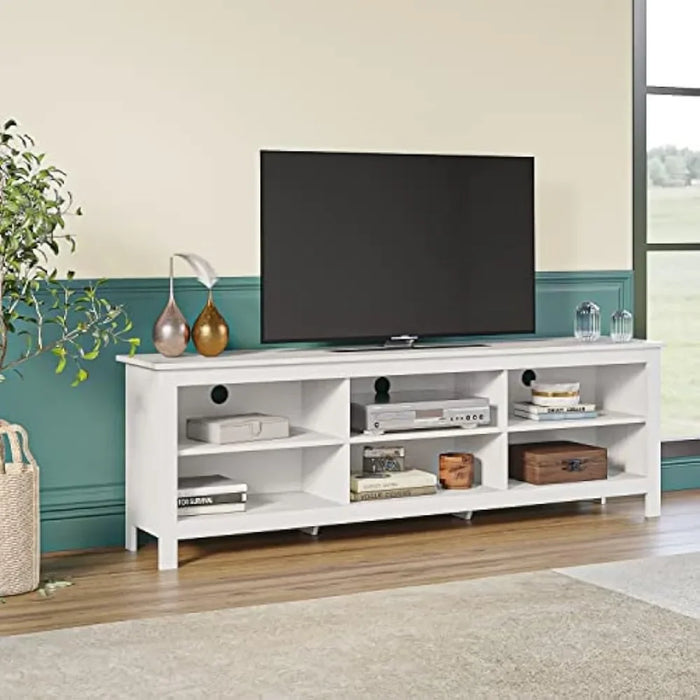 TV Stand 6 Cubby Television Stands Cabinet 6 Open Media Storagefor TVs Up to 80 Inches (70 Inches White) Home Furniture for Tv