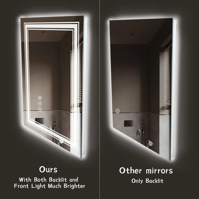 Anti-fog Mirror Bathroom Mirrors Backlight and Frontlight LED Dimmable Vanity Mirror For Use on Walls Shatterproof Makeup Light