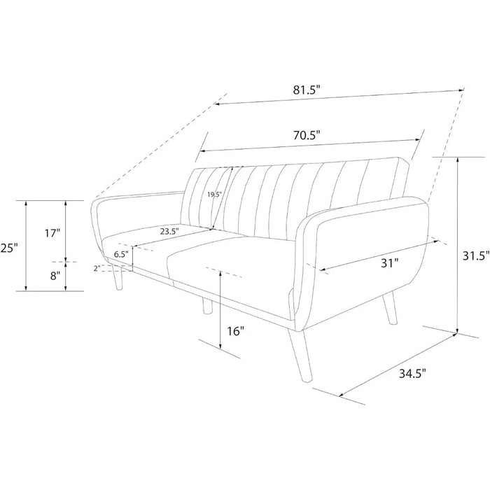 Sofa Futon - Premium Upholstery and Wooden Legs - Light Bluefreight Free Living Room Sofas Furniture Home