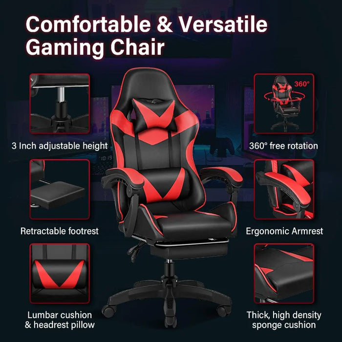 Gaming Chair, Backrest and Seat Height Adjustable Swivel Recliner Racing Office Computer Ergonomic Video Game , Red/Black