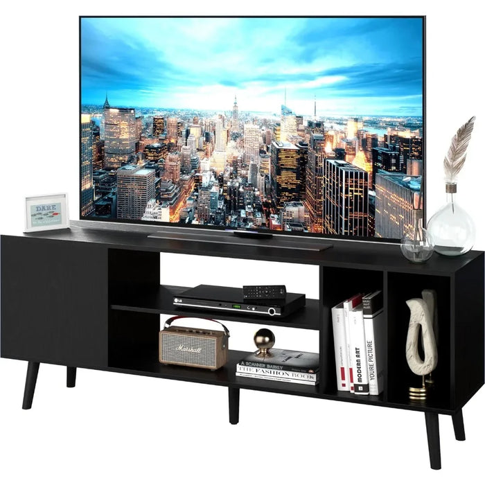 Media Entertainment Center With Storage for Living Room Bedroom Tv Stand Living Room Furniture Wood TV Cabinet Oak Black Table