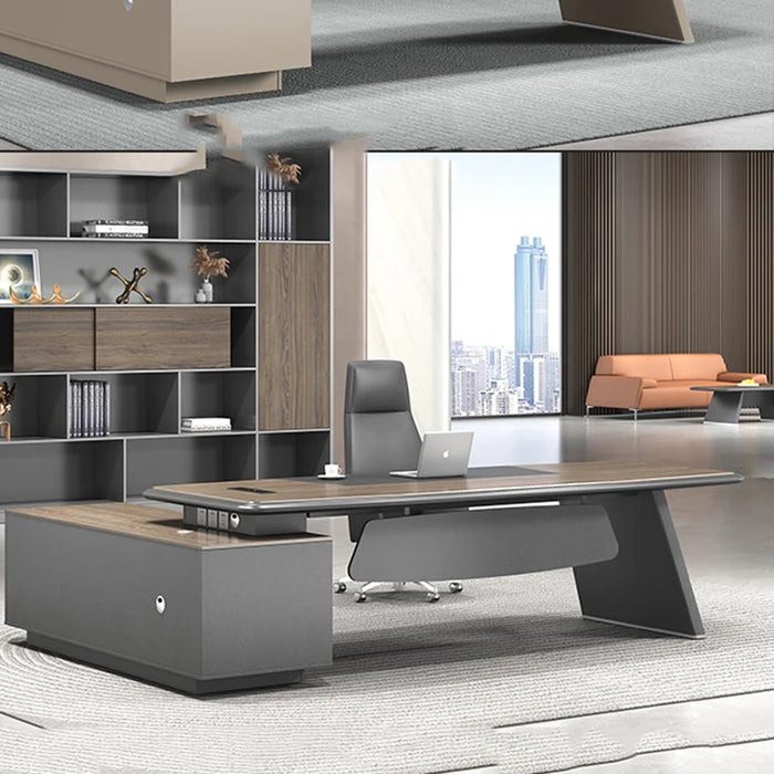 Light Luxury Boss Desk Minimalist Modern Manager Desk President Office Furniture Single Person Office Desk And Chair Combination