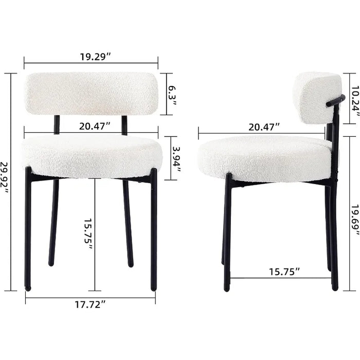 DYHE White  Chairs Set of 4, Mid-Century Modern Dining Chairs, Kitchen Dining Room Chairs, Upholstered Boucle Dining Chair